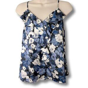 Banana Republic Blue White Floral Ruffle Camisole